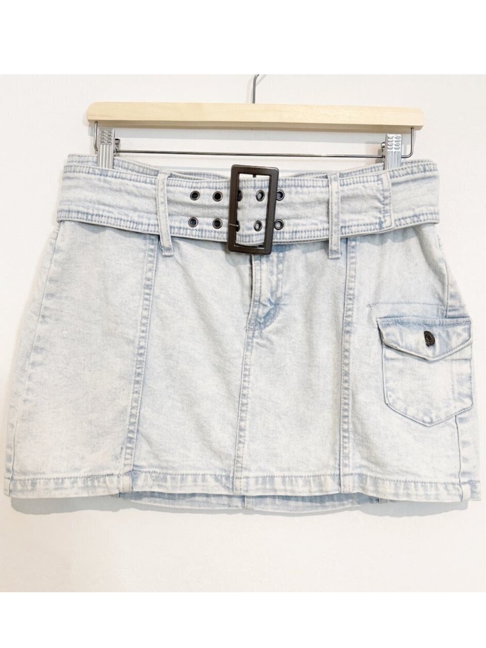 Wild Fable Cargo Mini Skirt 4 Belted Light Wash Y2K Grunge‎ StreetWear Baddie